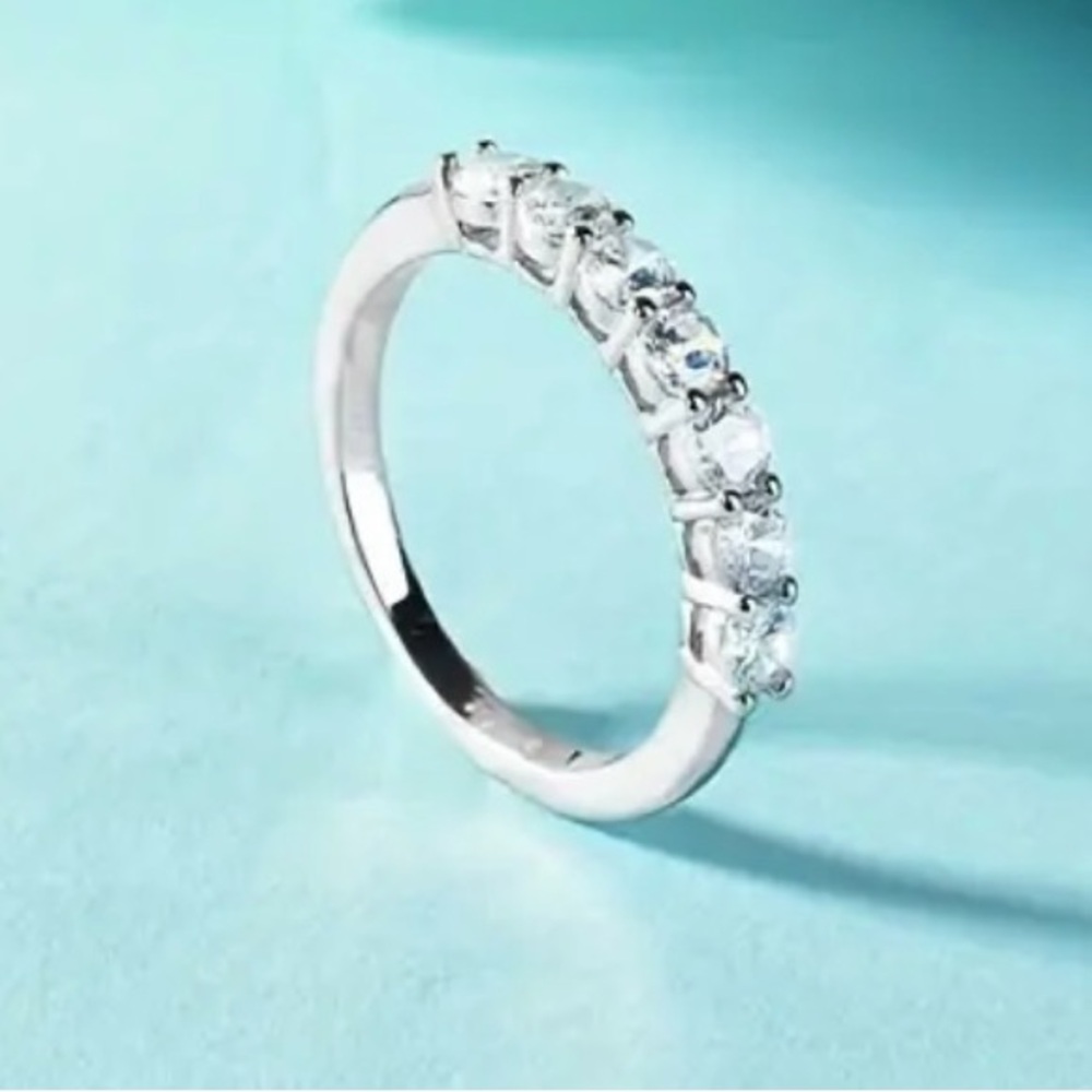 New! White Gold Over Sterling Silver Band Ring